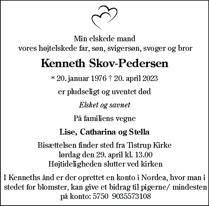 Dødsannonce for Kenneth Skov-Pedersen