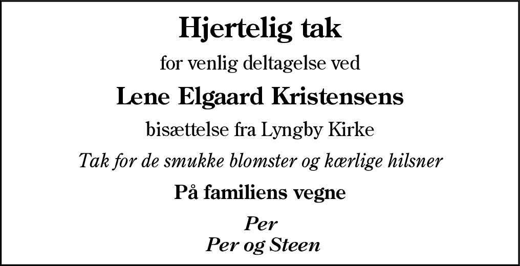 Dødsannonce for Lene Friis Kristensen