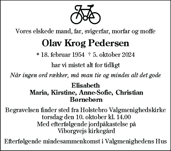 Dødsannonce for Olav Krog Pedersen