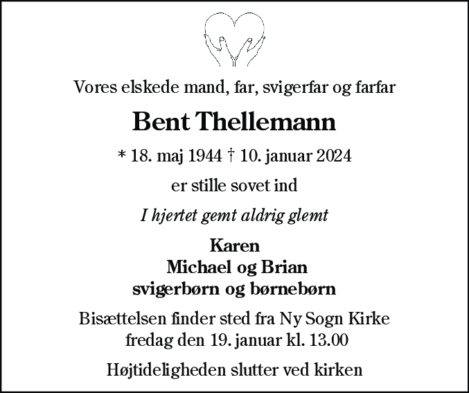 Dødsannonce for Bent Thellemann