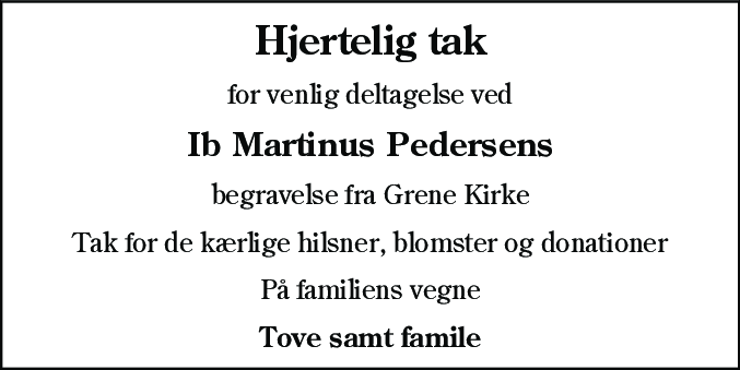 Dødsannonce for Ib Martinus Pedersen
