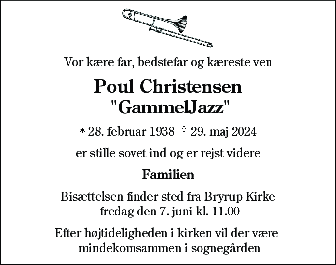 Dødsannonce for Poul Christensen