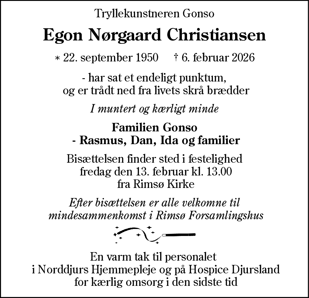 Dødsannonce for Egon Nørgaard Christiansen