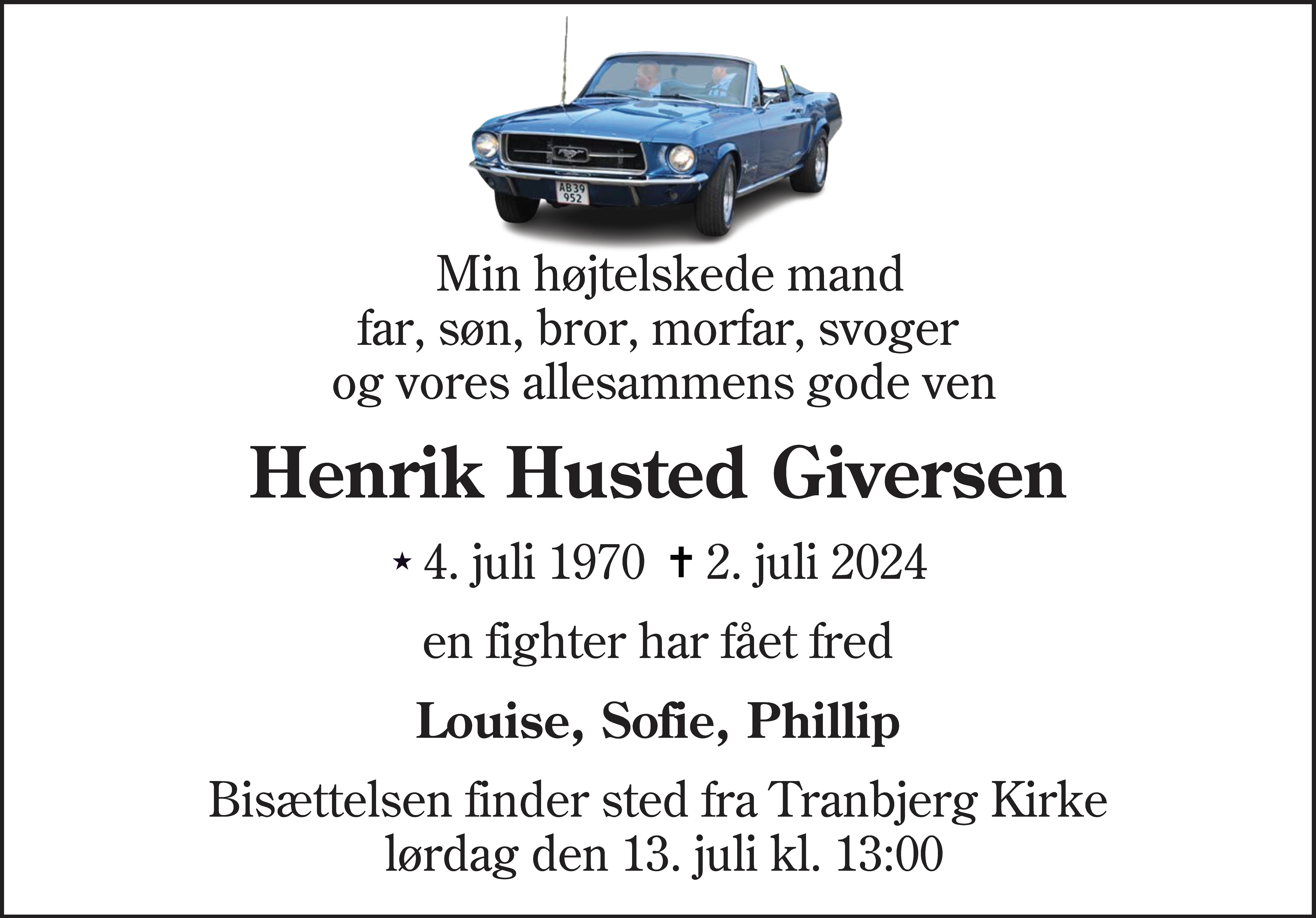 Dødsannonce for Henrik Husted Giversen