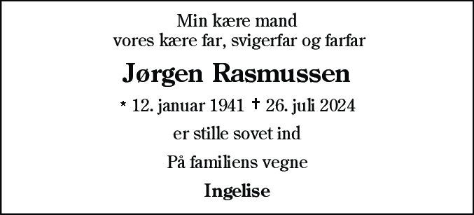 Dødsannonce for Jørgen Rasmussen