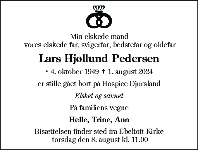 Dødsannonce for Lars Hjøllund Pedersen