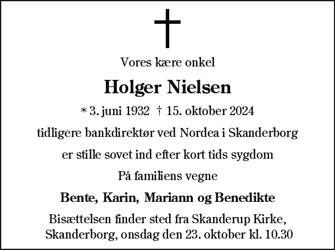 Dødsannonce for Holger Nielsen