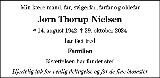 Dødsannonce for Jørn Thorup Nielsen