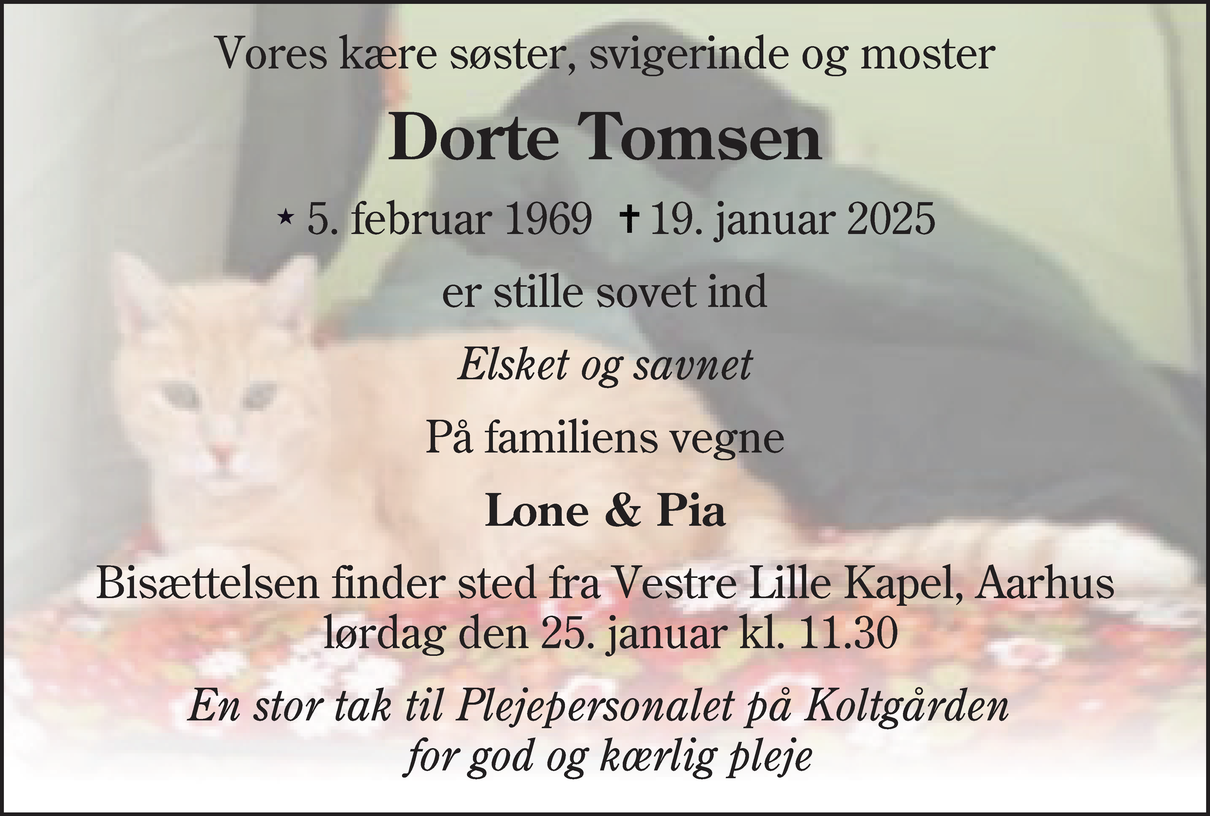 Dødsannonce for Dorte Rovsing Tomsen