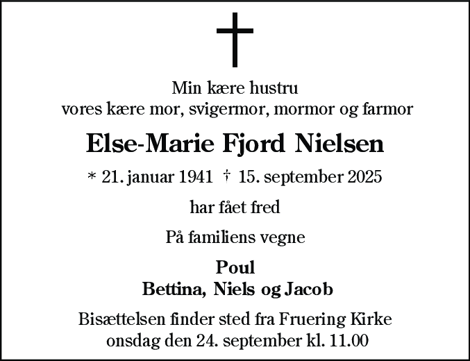 Dødsannonce for Else-Marie Nielsen