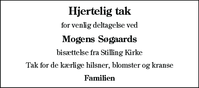Dødsannonce for Mogens Søgaard