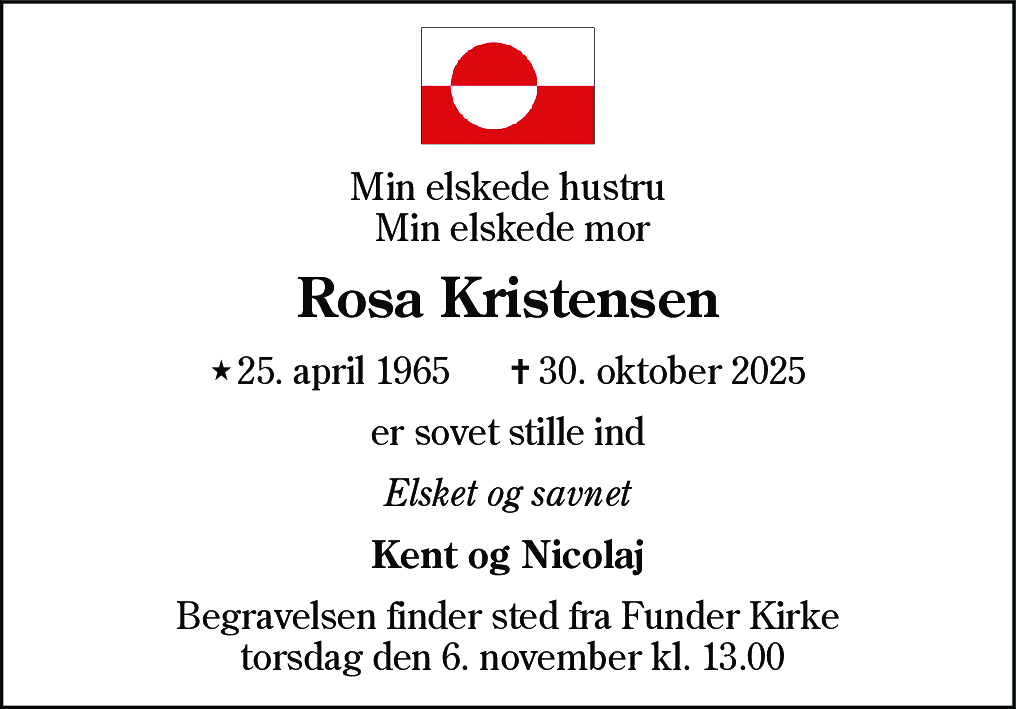 Dødsannonce for Katrine Rosa Marie Kristensen