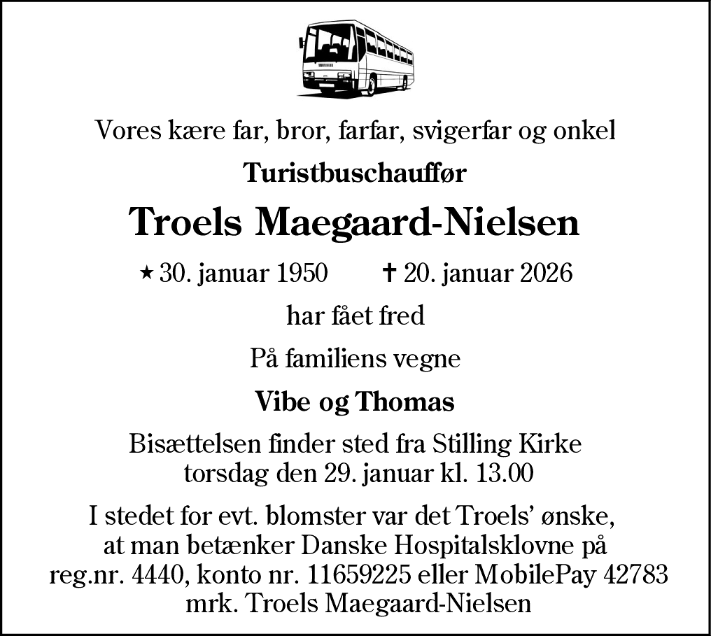 Dødsannonce for Troels Maegaard-Nielsen