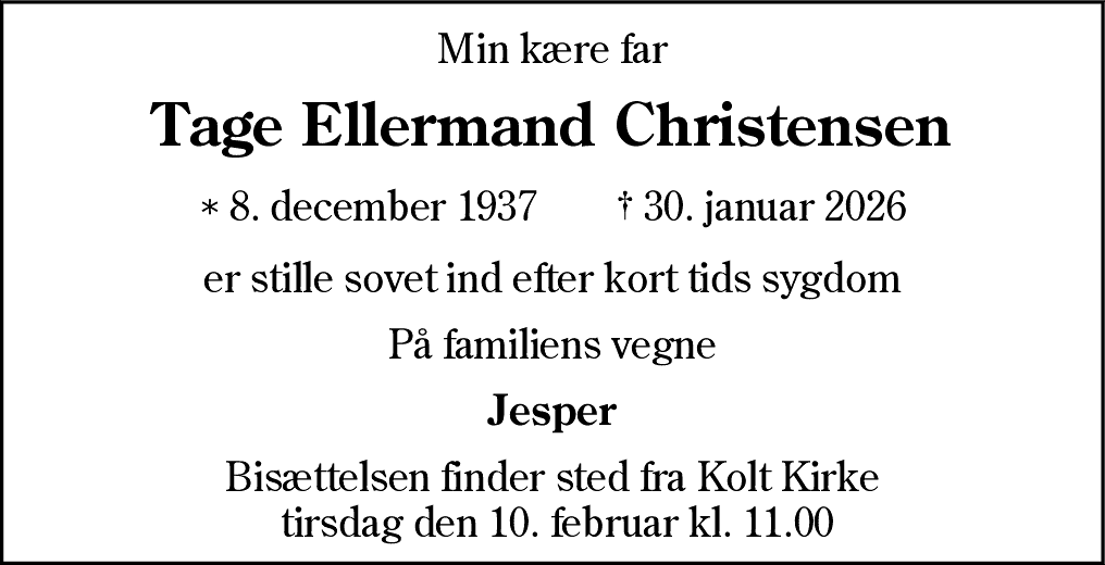 Dødsannonce for Tage Ellermand Christensen