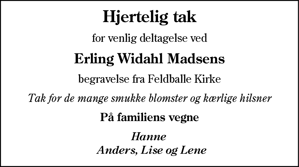 Dødsannonce for Erling Widahl Madsen