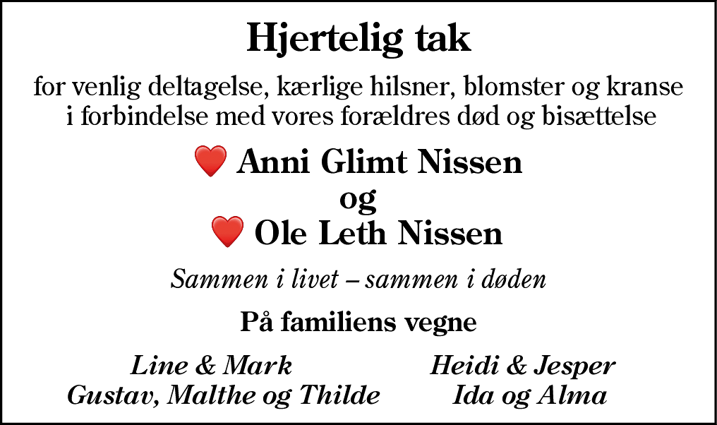 Dødsannonce for Ole Leth Nissen