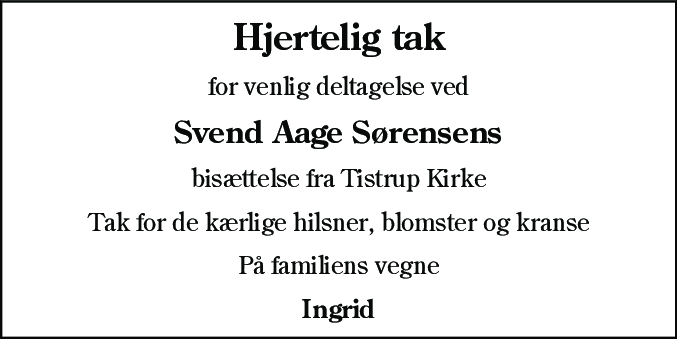 Dødsannonce for Svend Aage Sørensen