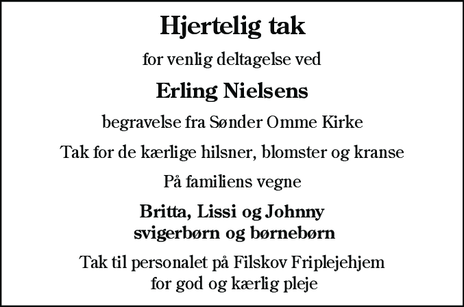 Dødsannonce for Erling Nielsen