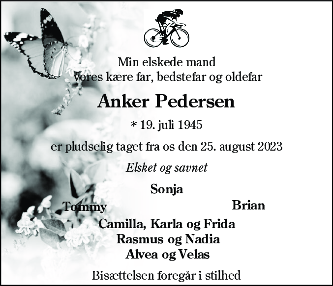 Dødsannonce for Anker Pedersen