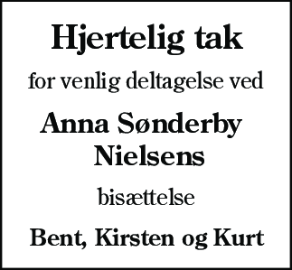 Dødsannonce for Anna sønderby Nielsen