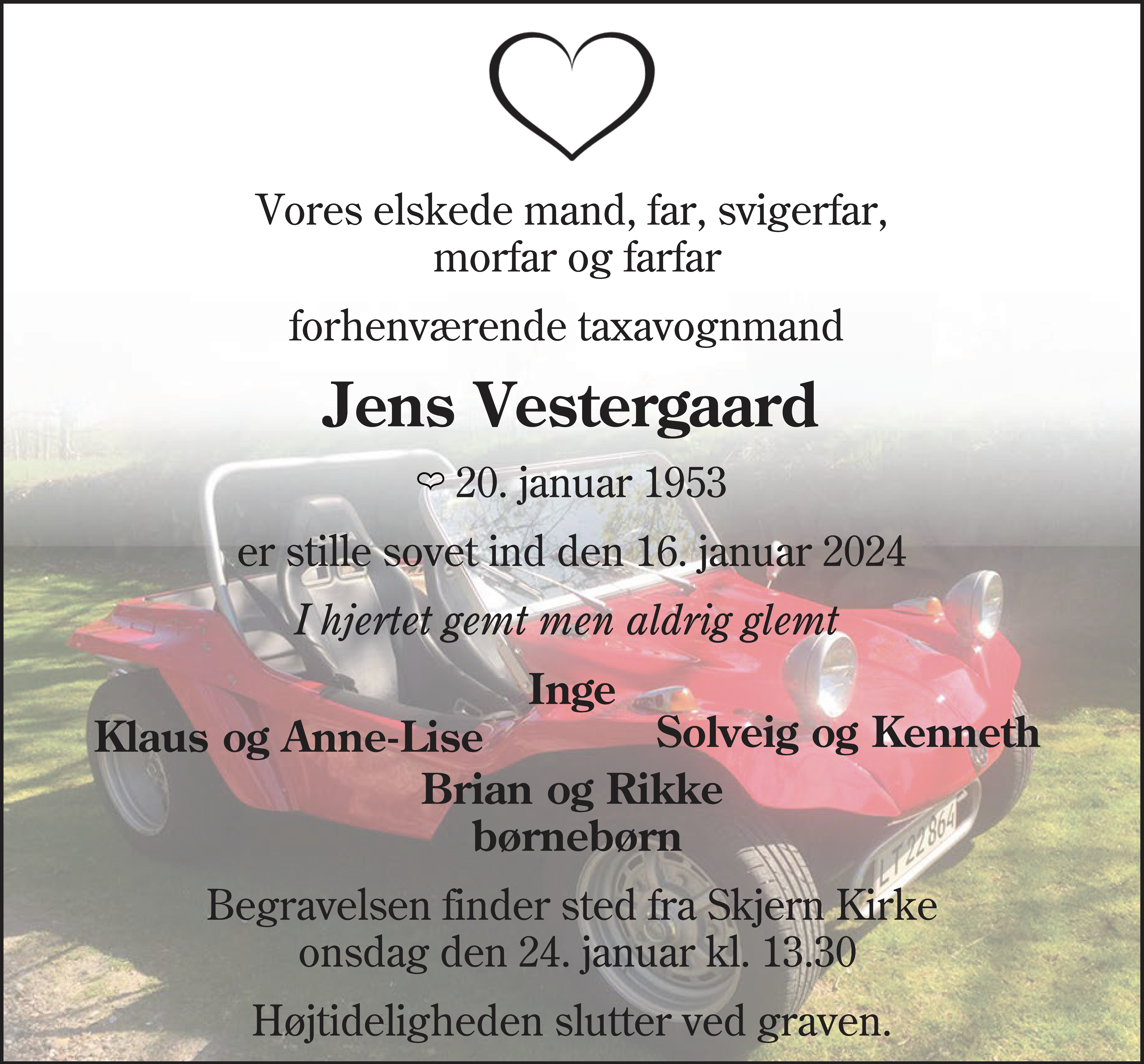 Dødsannonce for Jens Vestergaard