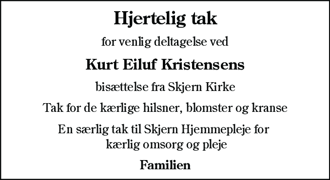 Dødsannonce for Kurt Eiluf Kristensen