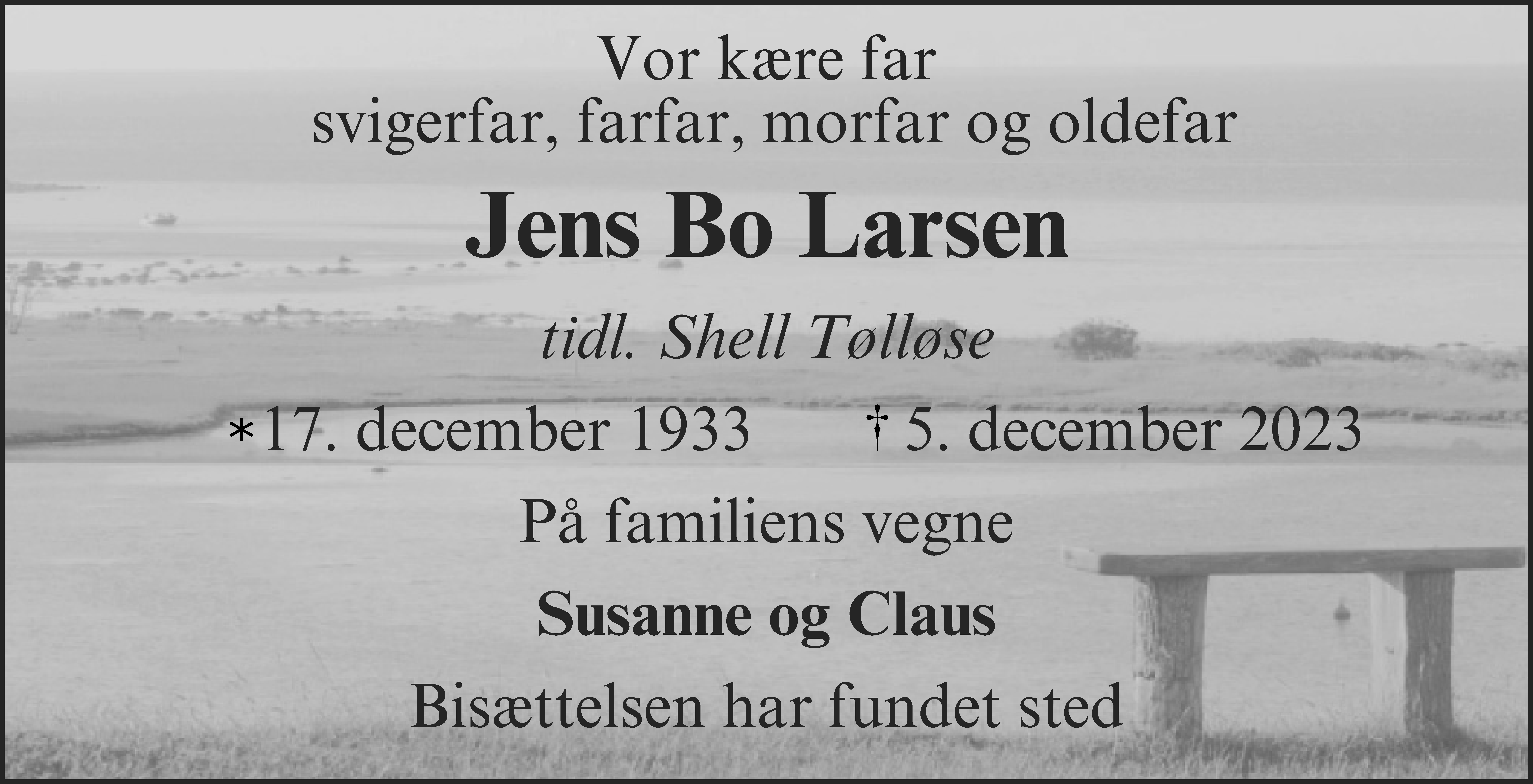 Dødsannonce for Jens Bo Larsen