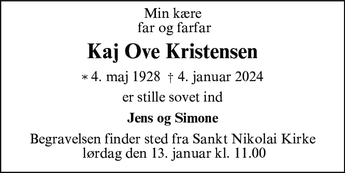 Dødsannonce for Kaj Ove Kristensen