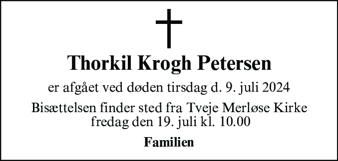 Dødsannonce for Thorkil Krogh Petersen