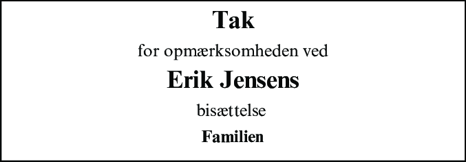 Dødsannonce for Erik Jensen