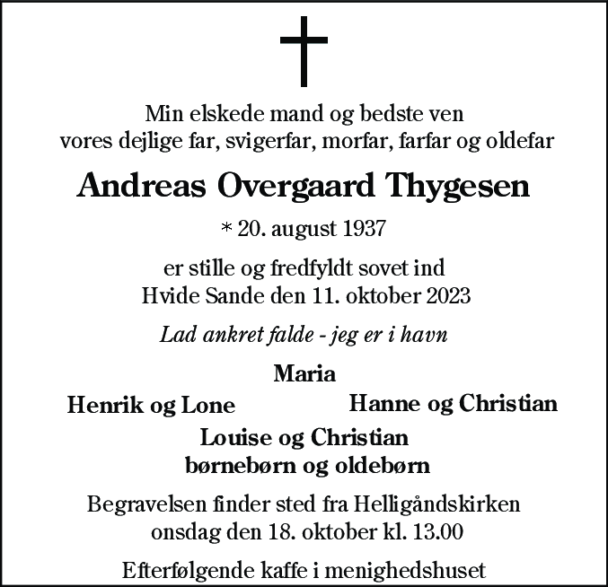 Dødsannonce for Andreas Overgaard Thygesen