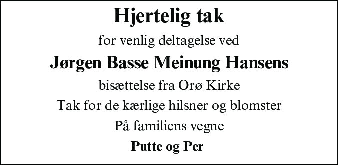 Dødsannonce for Jørgen Meinung Hansen