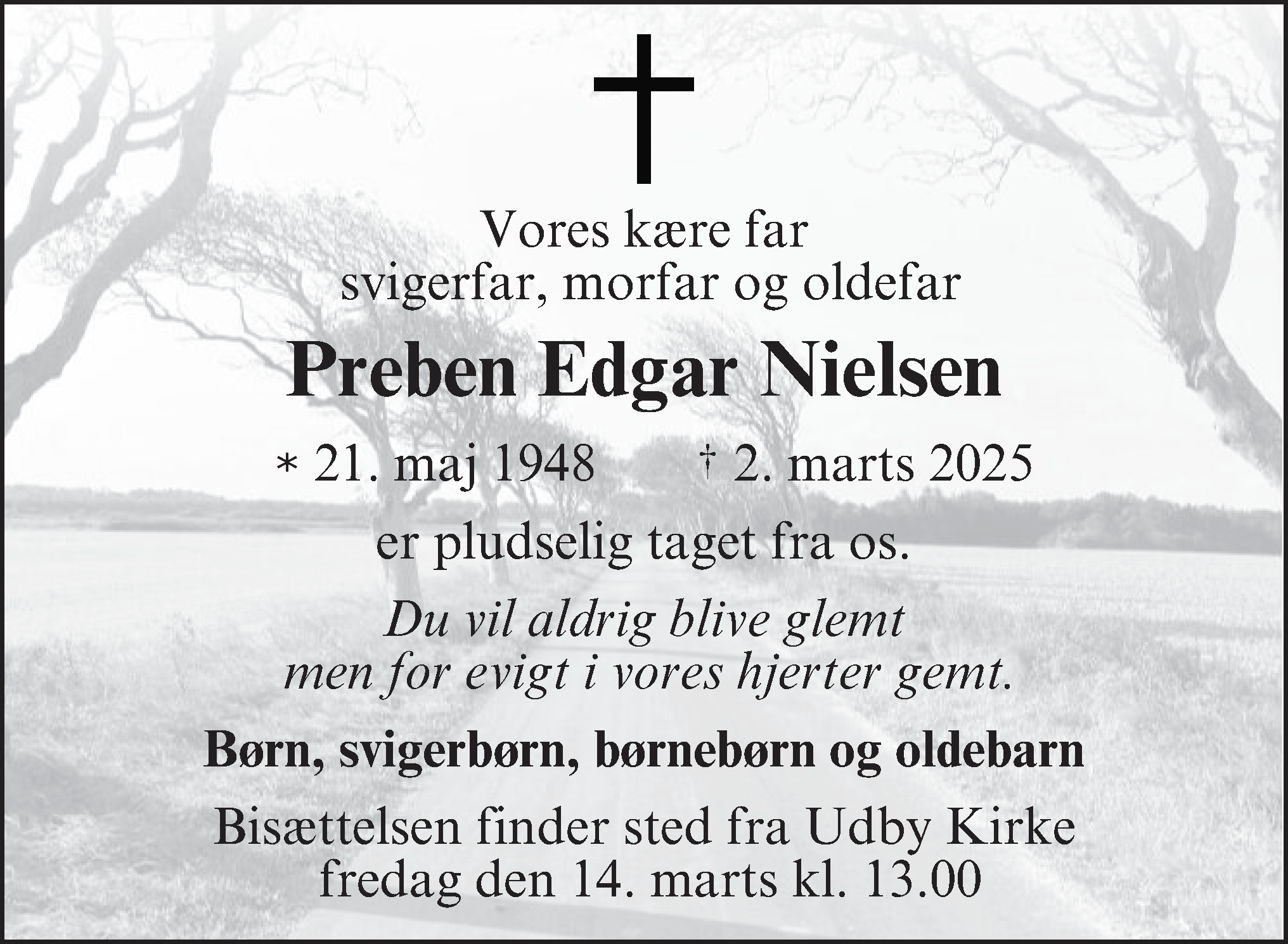 Dødsannonce for Preben Edgar Nielsen