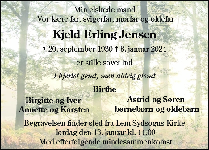 Dødsannonce for Kjeld Erling Jensen