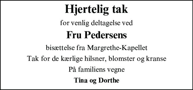 Dødsannonce for Annelise Pedersen