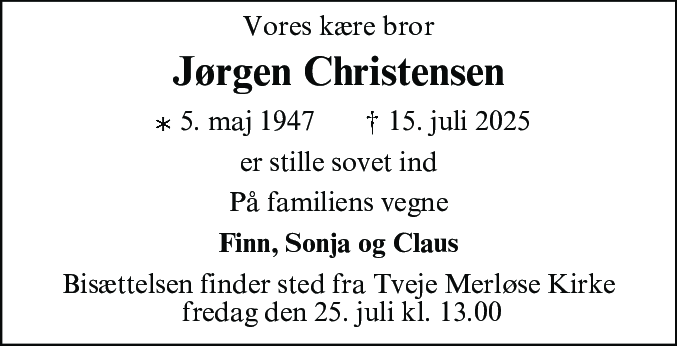Dødsannonce for Jørgen Christensen