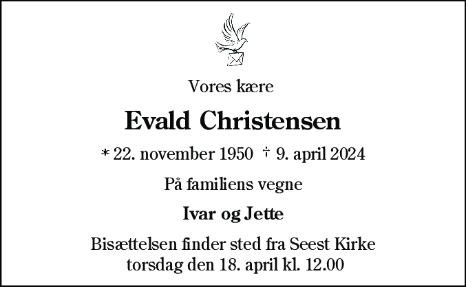 Dødsannonce for Evald Christensen