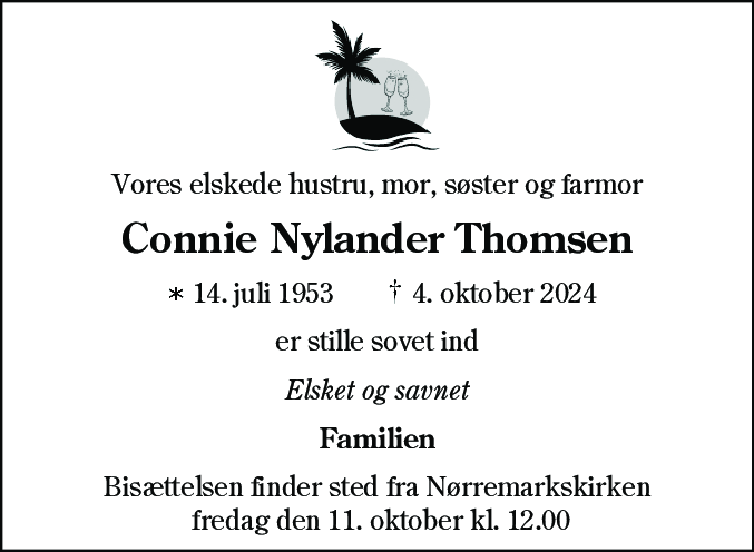 Dødsannonce for Connie Nylander Thomsen