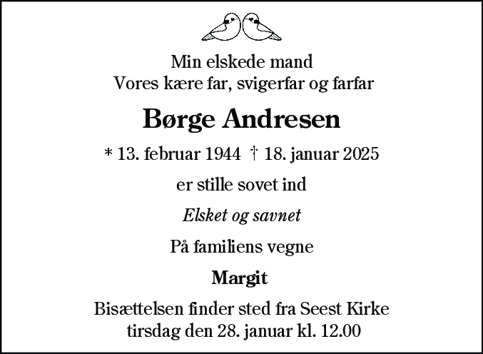 Dødsannonce for Børge Andresen
