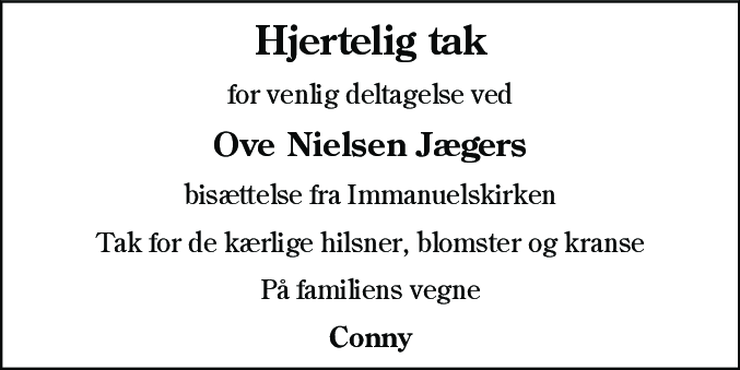 Dødsannonce for Ove Nielsen Jæger