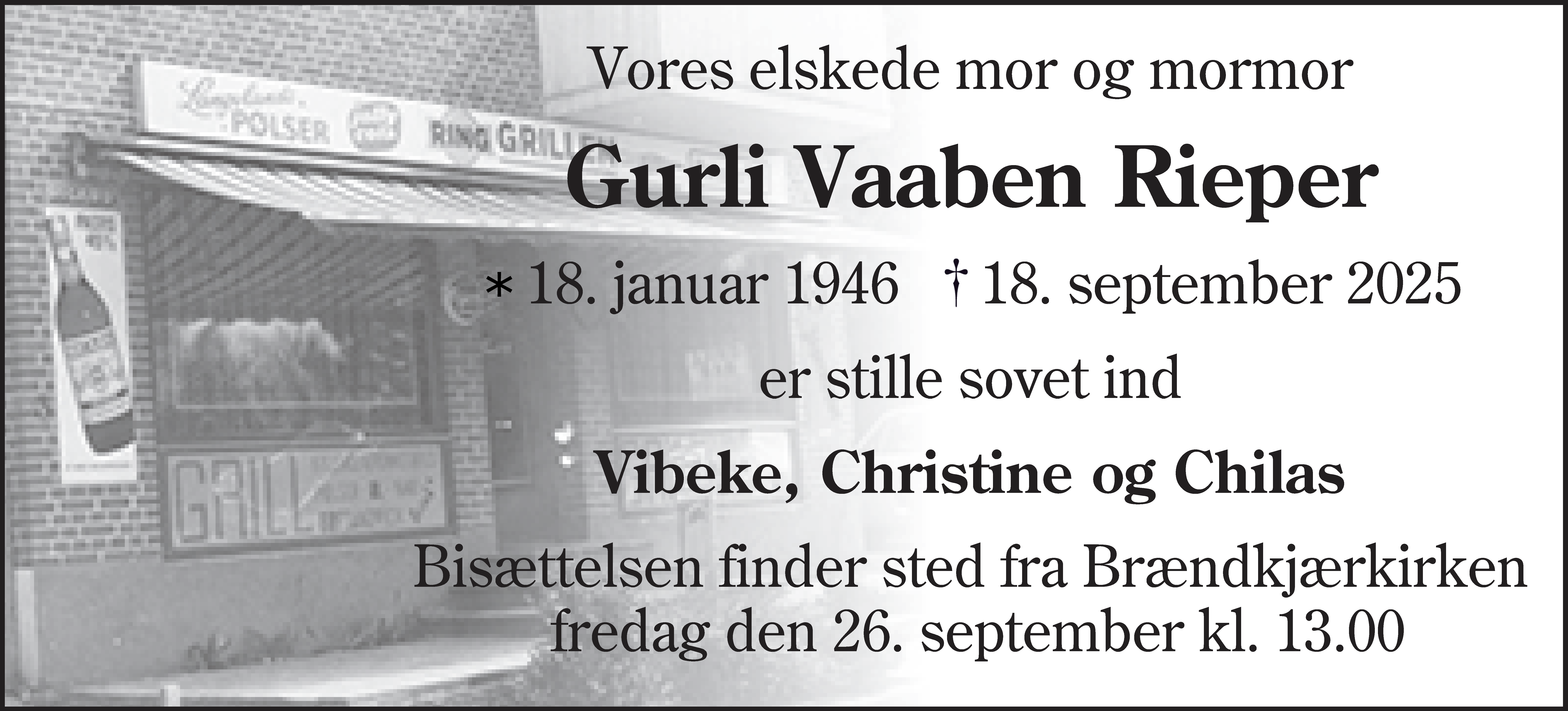 Dødsannonce for Gurli Rieper