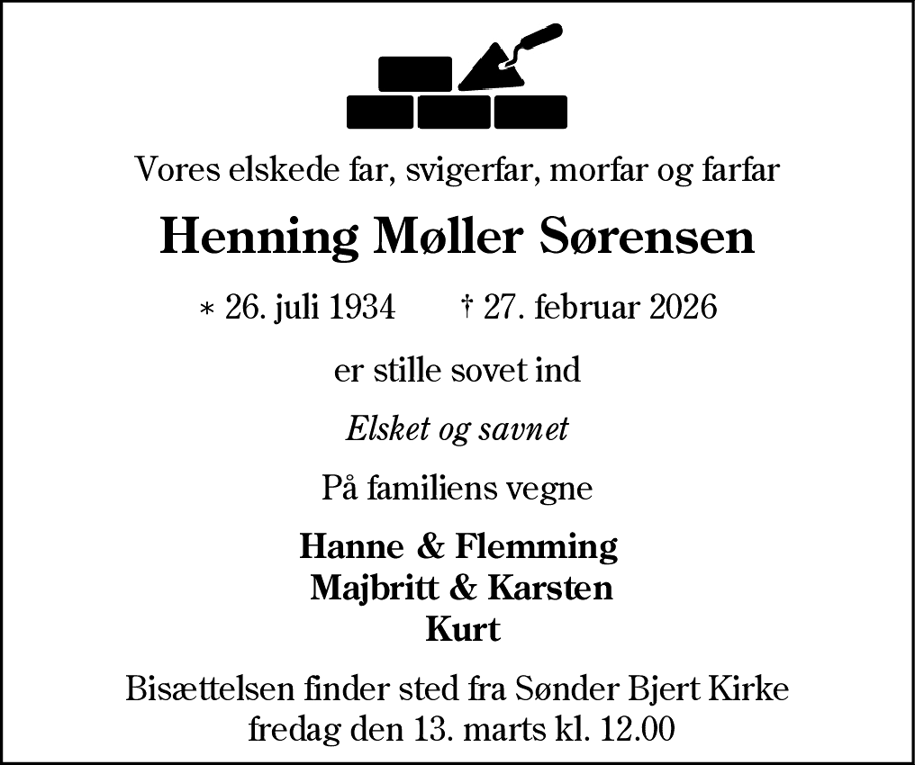 Dødsannonce for Knud Henning Møller Sørensen