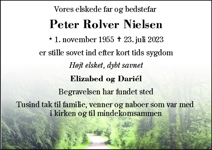 Dødsannonce for Peter Rolver Nielsen