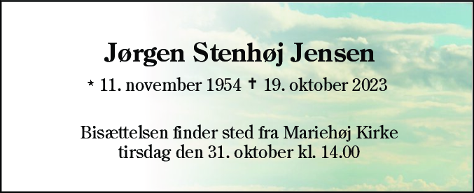 Dødsannonce for Jørgen Stenhøj Jensen
