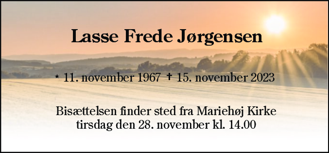 Dødsannonce for Lasse Frede Jørgensen