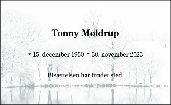 Dødsannonce for Tonny Møldrup
