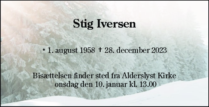 Dødsannonce for Stig Iversen