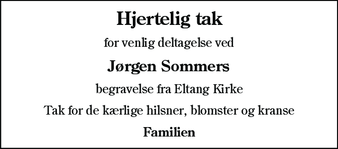 Dødsannonce for Jørgen Sommer
