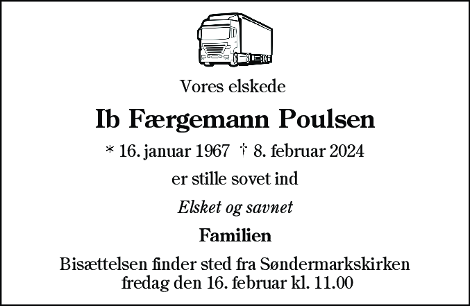 Dødsannonce for Ib Færgemann Poulsen