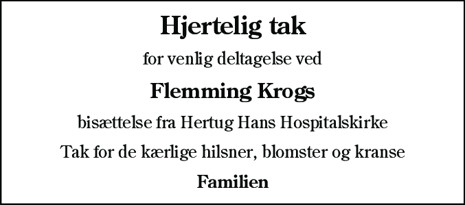 Dødsannonce for Flemming Krog